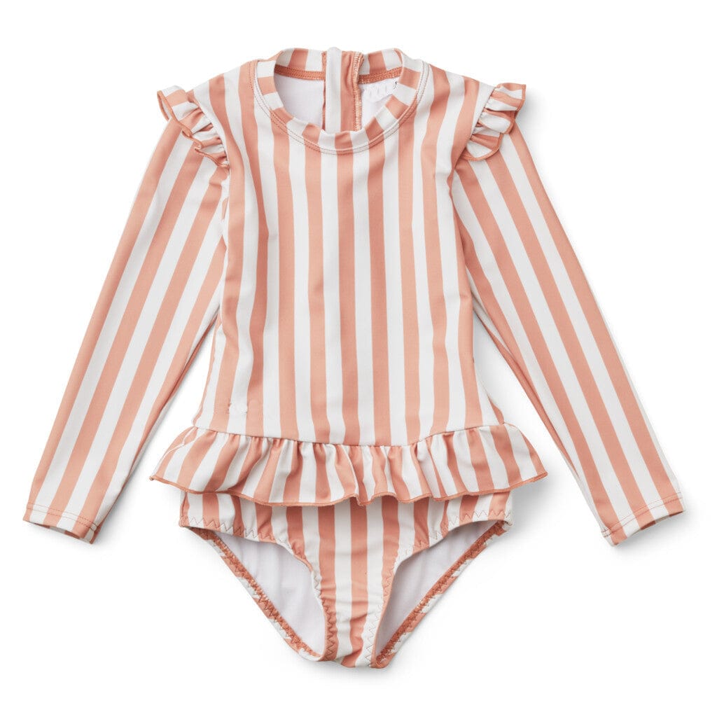 ベビー用水着 Lace swimsuit pink stripes / 80 ガールズ水着 長袖ワンピーススイムウェア ラッシュガード【mh0009328】