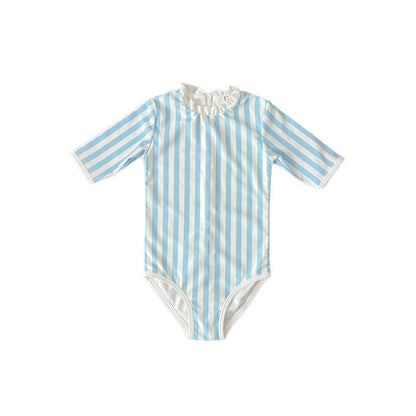 ベビー用水着 lace swimsuit with blue stripes / 90 ガールズ水着 半袖ワンピーススイムウェア ラッシュガード【mh0009332】