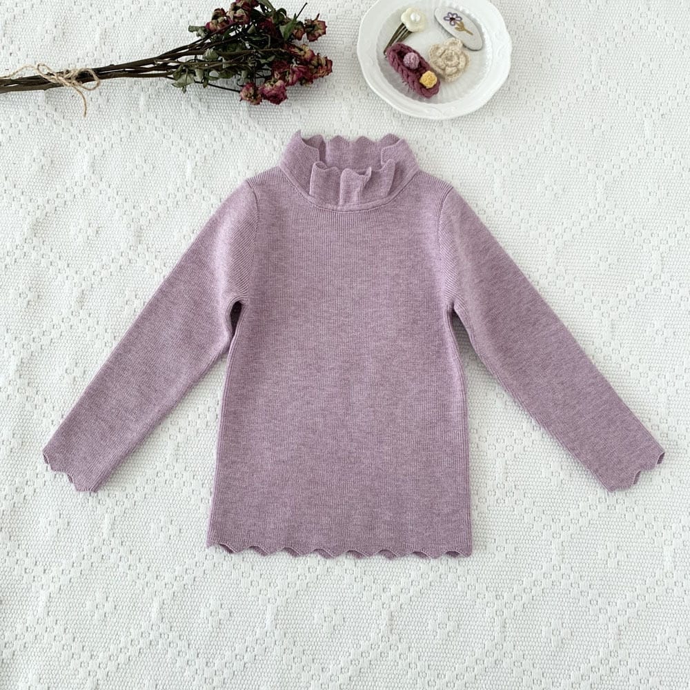 ニット・セーター Lavender / 90cm キッズ ニット フリルカラー カットソー Tシャツ トップス