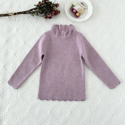 ニット・セーター Lavender / 90cm キッズ ニット フリルカラー カットソー Tシャツ トップス