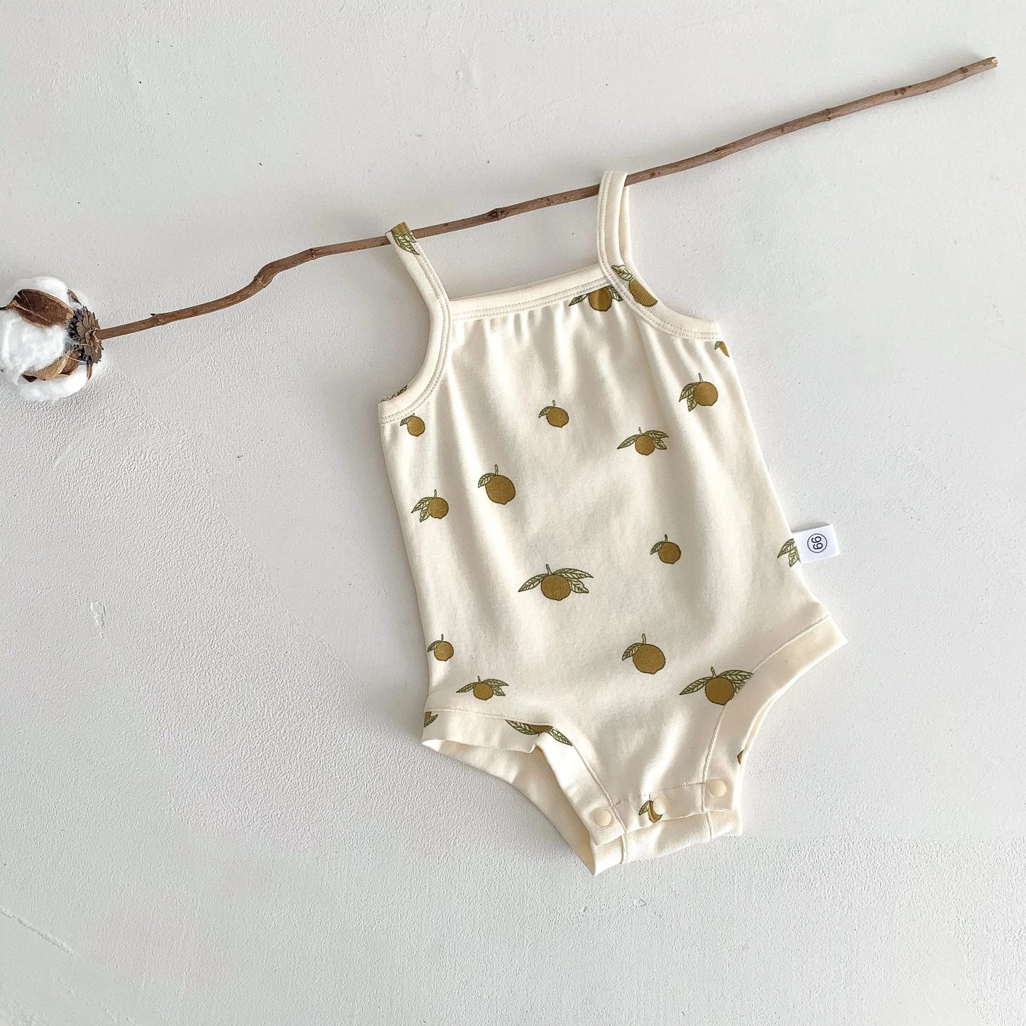 ノースリーブロンパース lemon / 3M 66cm ベビーロンパース キャミソールボディスーツ プリント柄 肌着【mh0005710】