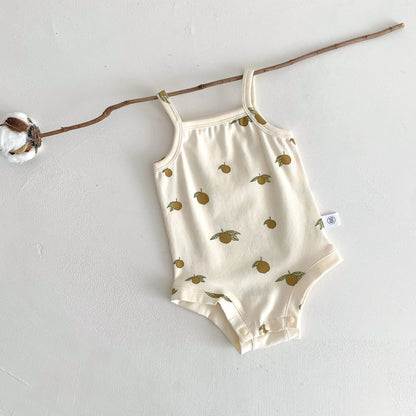 ノースリーブロンパース lemon / 3M 66cm ベビーロンパース キャミソールボディスーツ プリント柄 肌着【mh0005710】