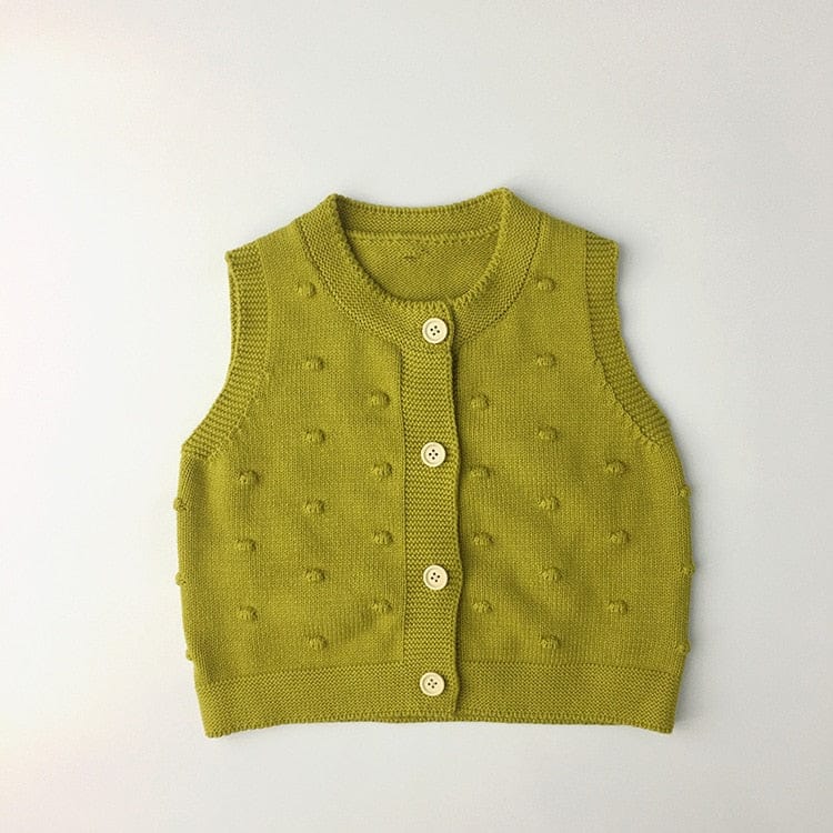 ベスト lemon yellow / 80cm キッズ ニット 前あき ベスト