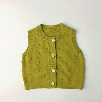ベスト lemon yellow / 80cm キッズ ニット 前あき ベスト