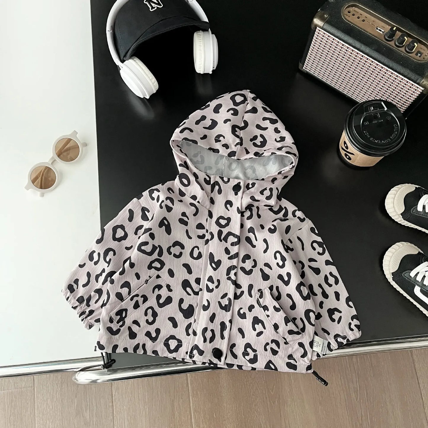 ショートコート・ジャケット・ジャンパー Leopard / 6M  66CM ベビーアウター タイダイ/レオパードプリントフーディブルゾンジャケット【mh0008615】