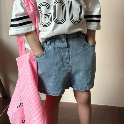 デニムパンツ light blue / 12M  80cm キッズパンツ デニム レトロ ショートパンツ 2カラー