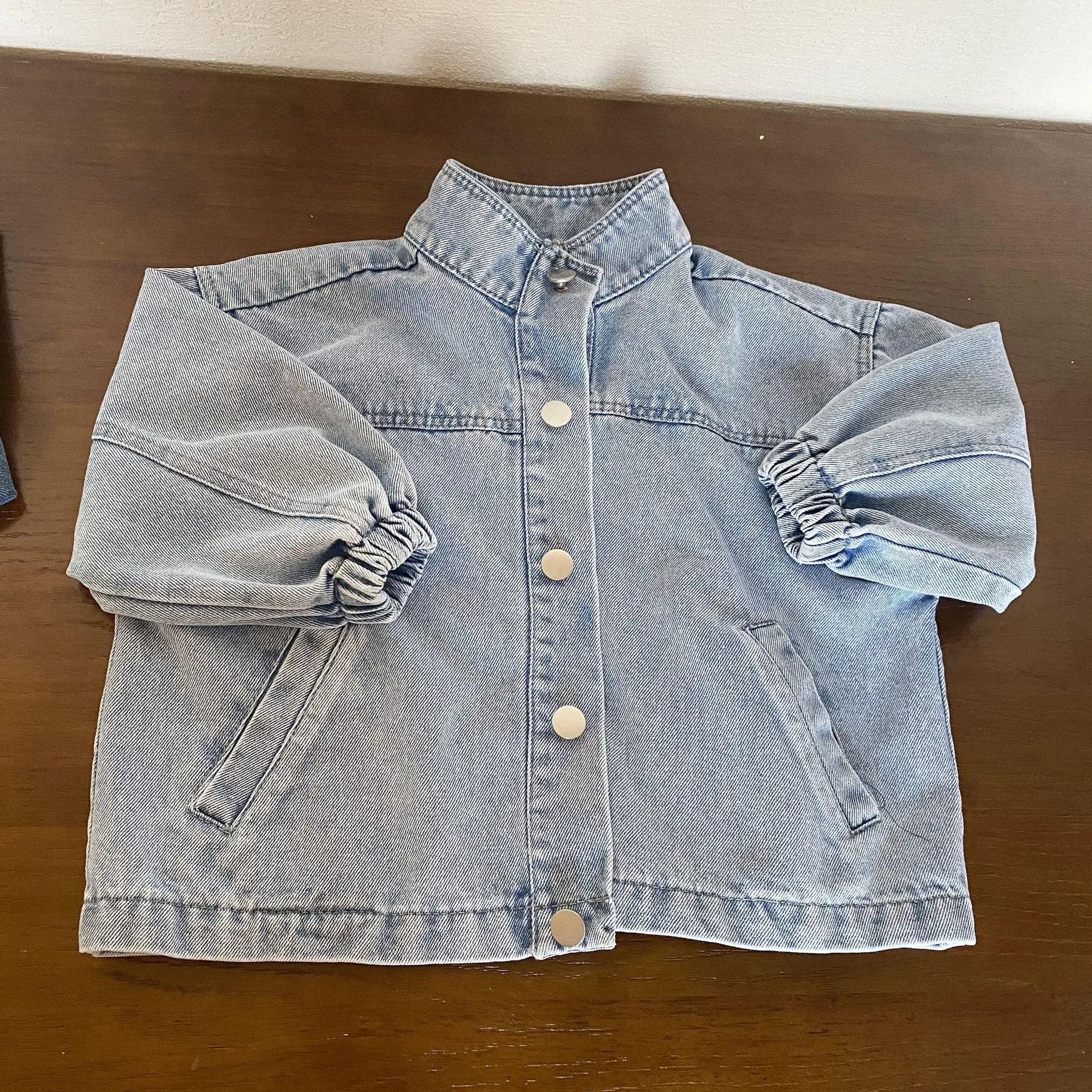 ショートコート・ジャケット・ジャンパー light blue / 12M  80cm キッズジャケット デニム 長袖スタンドカラーシャツジャケット ブルー/2カラー