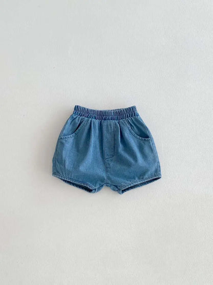 ハーフパンツ・ショートパンツ Light Blue / 12M  80CM キッズパンツ デニムショートパンツ シンプルベーシック 2カラー【mh0006184】