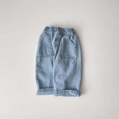 デニムパンツ Light Blue / 73cm デニムルーズワイドストレートパンツジーンズ【mh0009428】