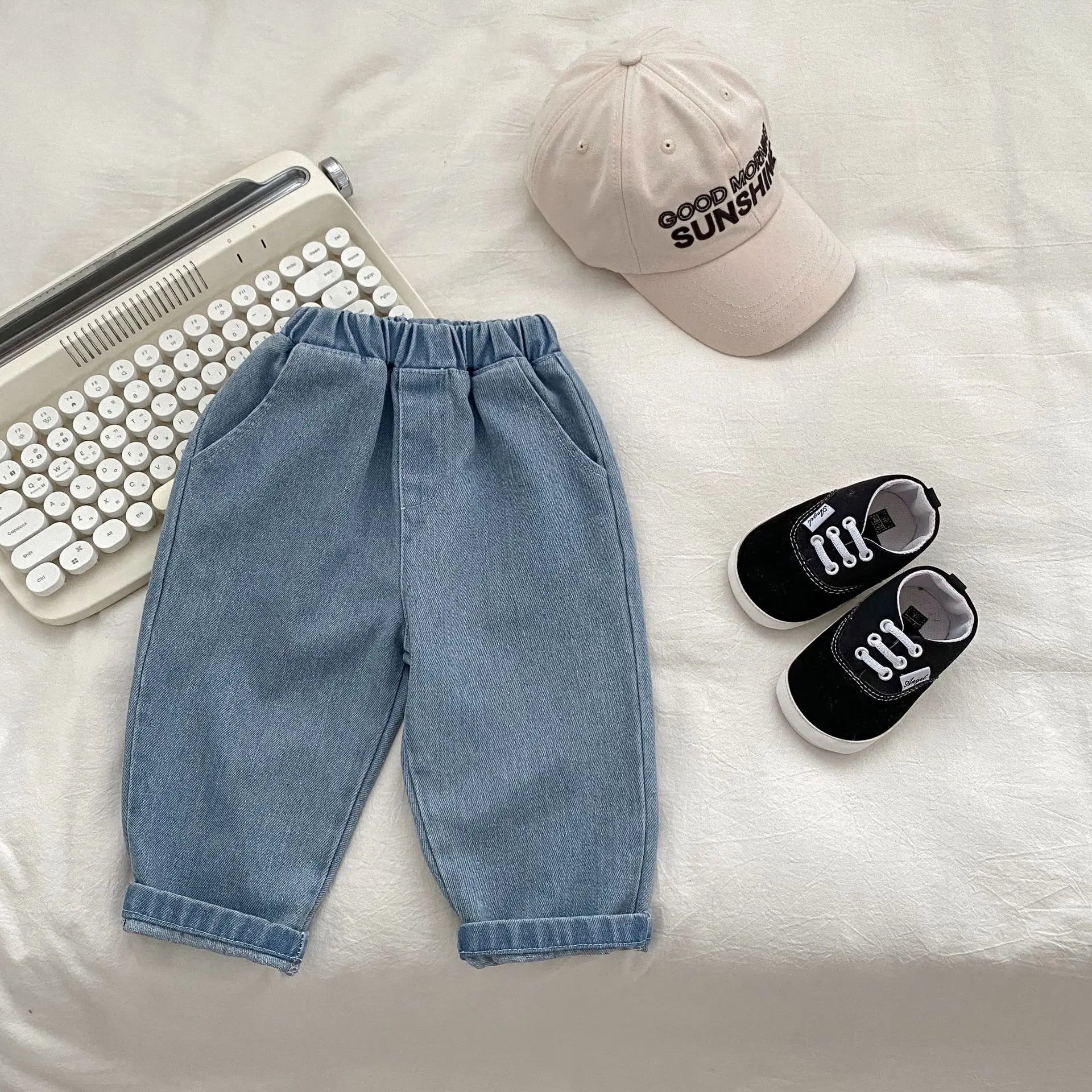 デニムパンツ Light Blue / 9M  73CM キッズパンツ シンプルベーシックデニムルーズロングパンツ【mh0008563】