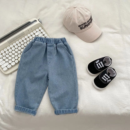 デニムパンツ Light Blue / 9M  73CM キッズパンツ シンプルベーシックデニムルーズロングパンツ【mh0008563】