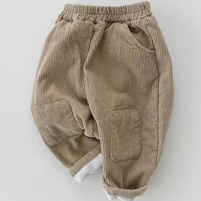 ロングパンツ・スウェットパンツ light coffee / 9M  73cm ベビーパンツ コーデュロイ 膝パッチ 裏フリース ルーズロングパンツ