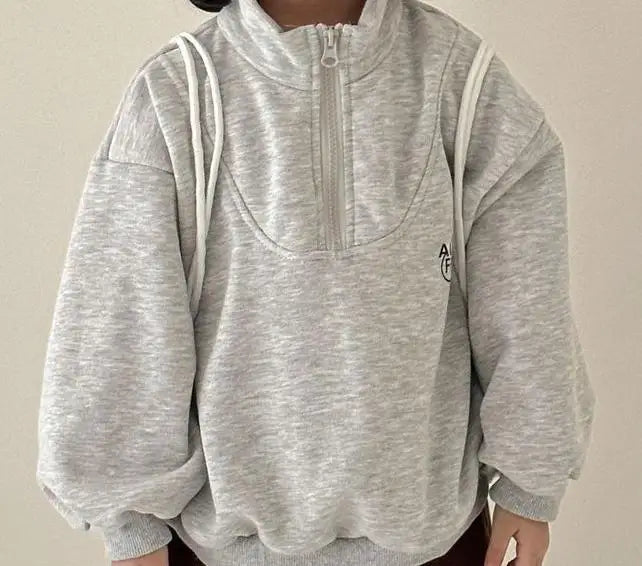トレーナー・フーディ light gray / 12M  80cm キッズトップス ハーフジップ スウェットシャツ レターロゴ刺繍 2カラー