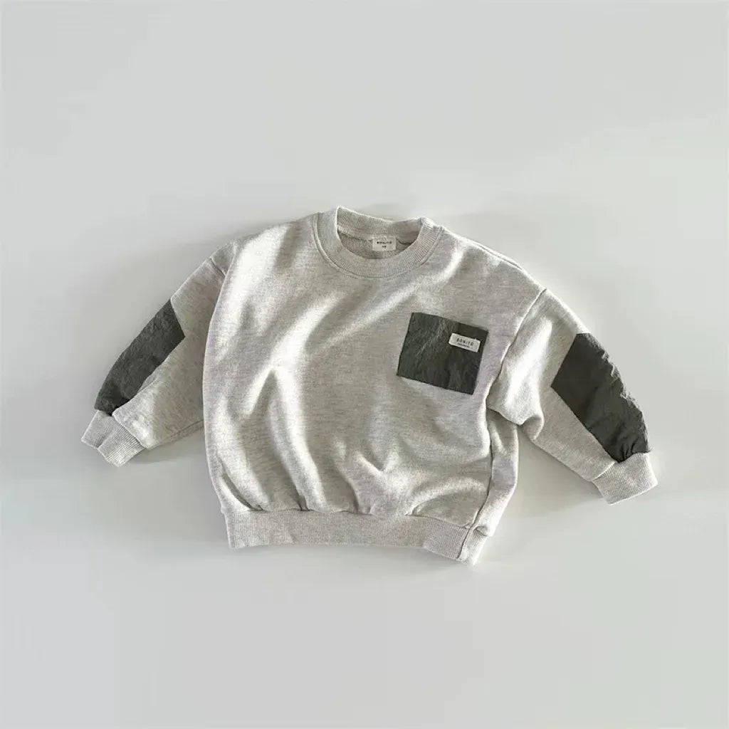 トレーナー・フーディ Light Gray / 9M  73CM キッズトップス パッチワーク長袖スウェットシャツ【mh0008725】