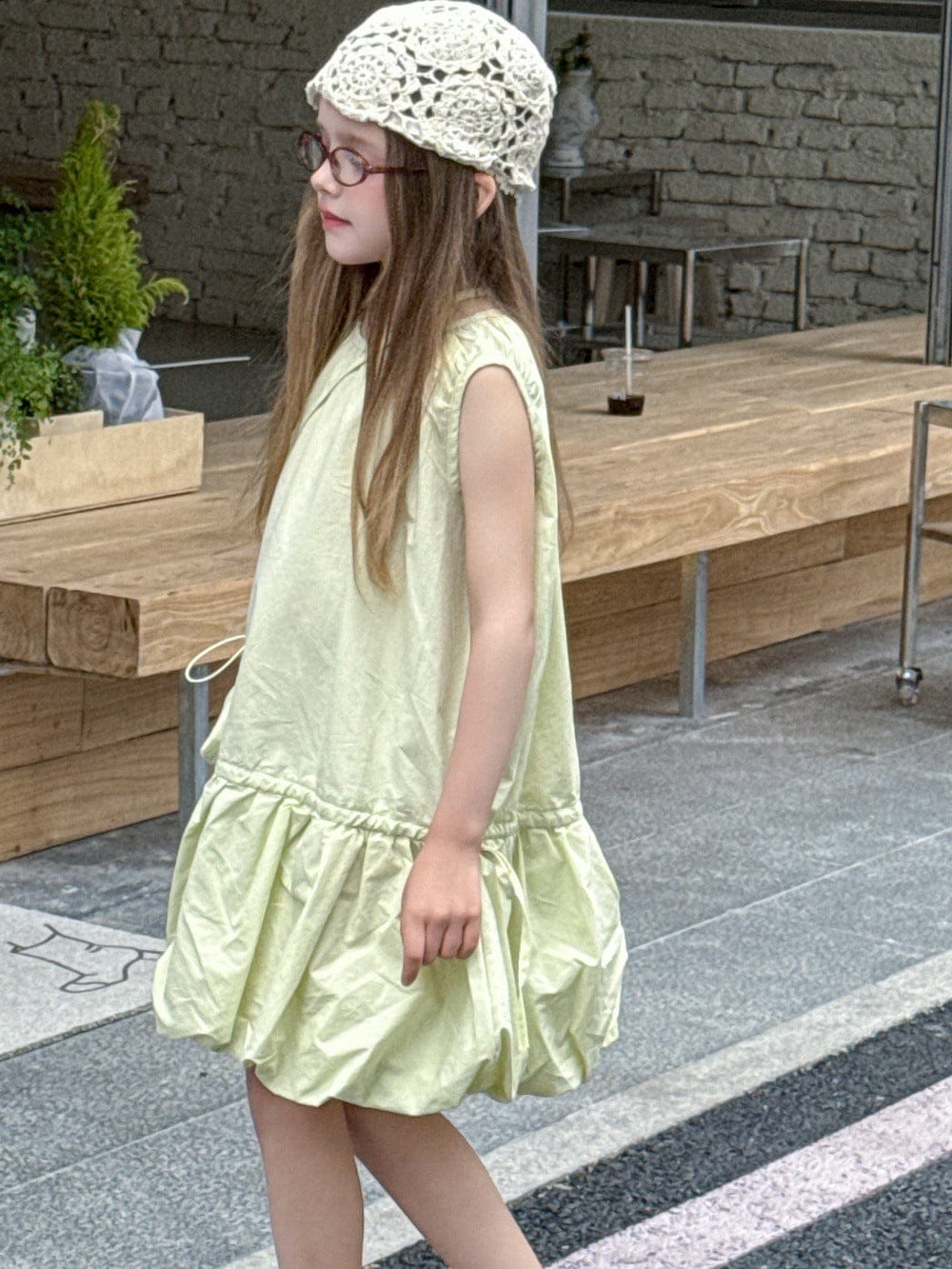 ノースリーブワンピース Light Green / 100cm ドロストバルーンスカートノースリーブワンピース【mh0010390】