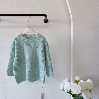 ニット・セーター Light Green / 110cm 3-4y キッズトップス ハートニットセーター 2カラー【mh0007268】