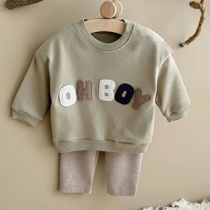 長袖セットアップ Light Green / 6-9M 66cm ベビーセットアップ 2点セット 長袖スウェットシャツ+レギンスパンツ レターロゴトレーナー 3カラー【mh0007751】