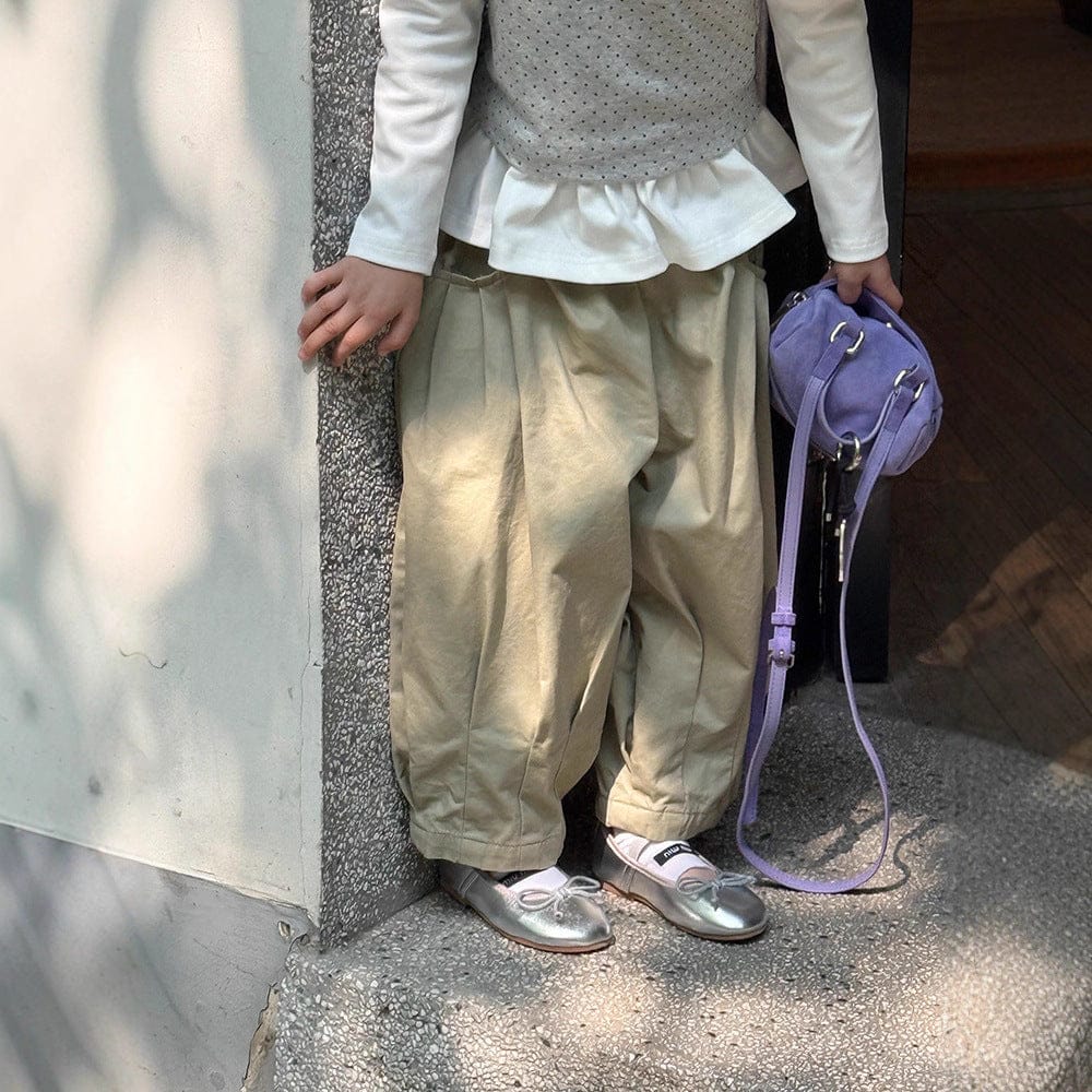 ロングパンツ・スウェットパンツ Light Khaki / 90cm タック入りルーズロングワイドパンツ【mh0010583】