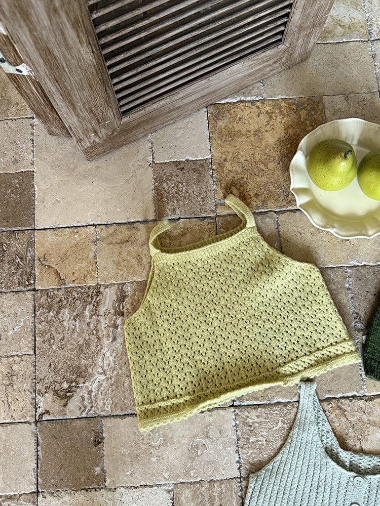 ベスト Light Yellow / S フロントボタンクロップドニットベスト【mh0011026】