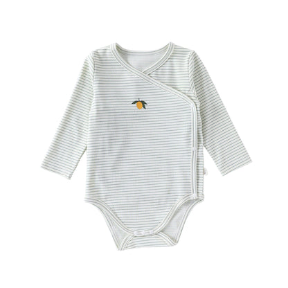ロンパースセットアップ Little lemon Bodysuit / 66cm いちご/レモンボーダー長袖ボディスーツ/ロングパンツ【mh0010739】