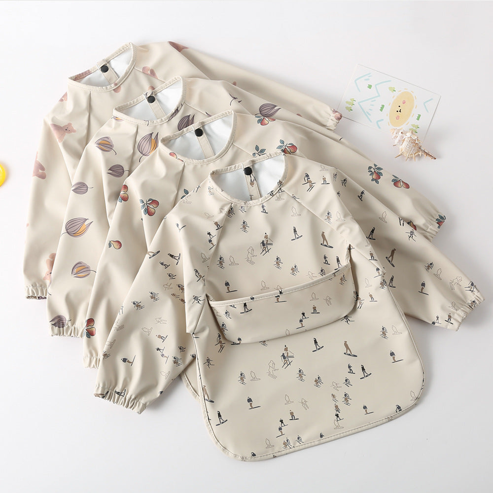 よだれかけ Long Sleeve PU Waterproof Bib 長袖 PU 防水 お食事エプロン【mh0012236】
