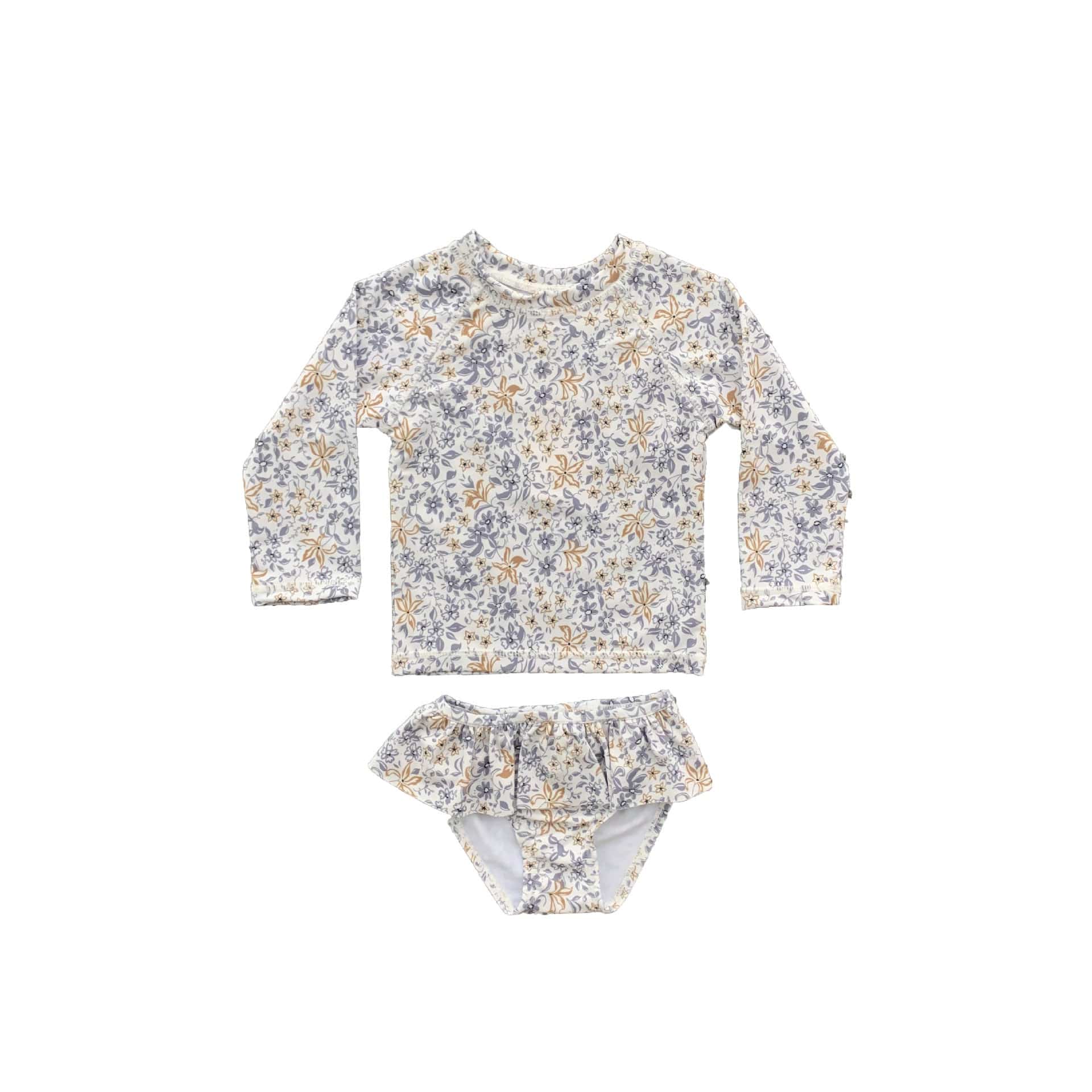 ベビー用水着 long sleeve split purple floral / 80 ガールズ水着 長袖セパレートスイムウェア ラッシュガード【mh0009368】