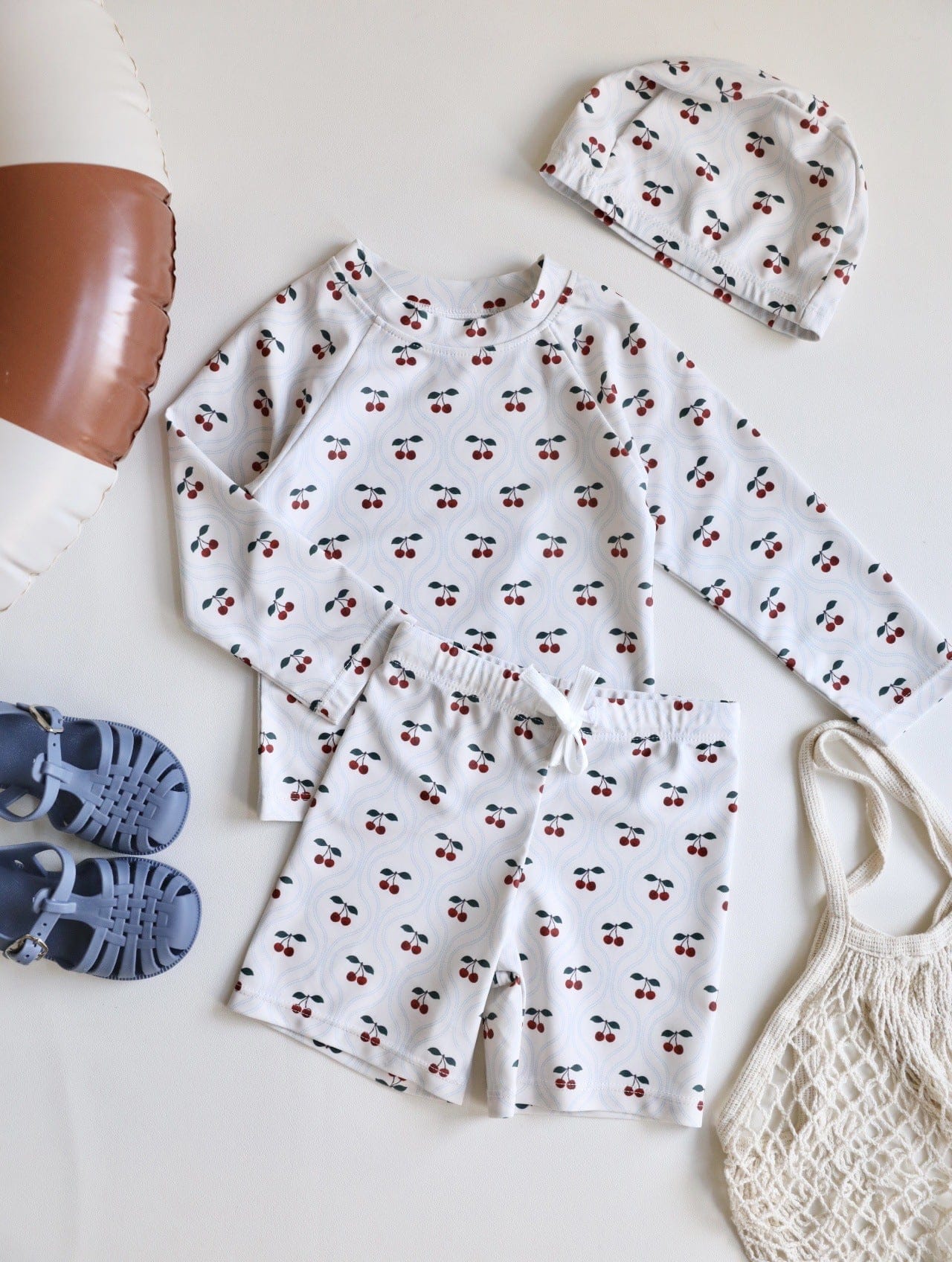 ベビー用水着 long-sleeved split swimsuit cherry / 80 ボーイズ水着 長袖セパレートスイムウェア ラッシュガード【mh0009297】