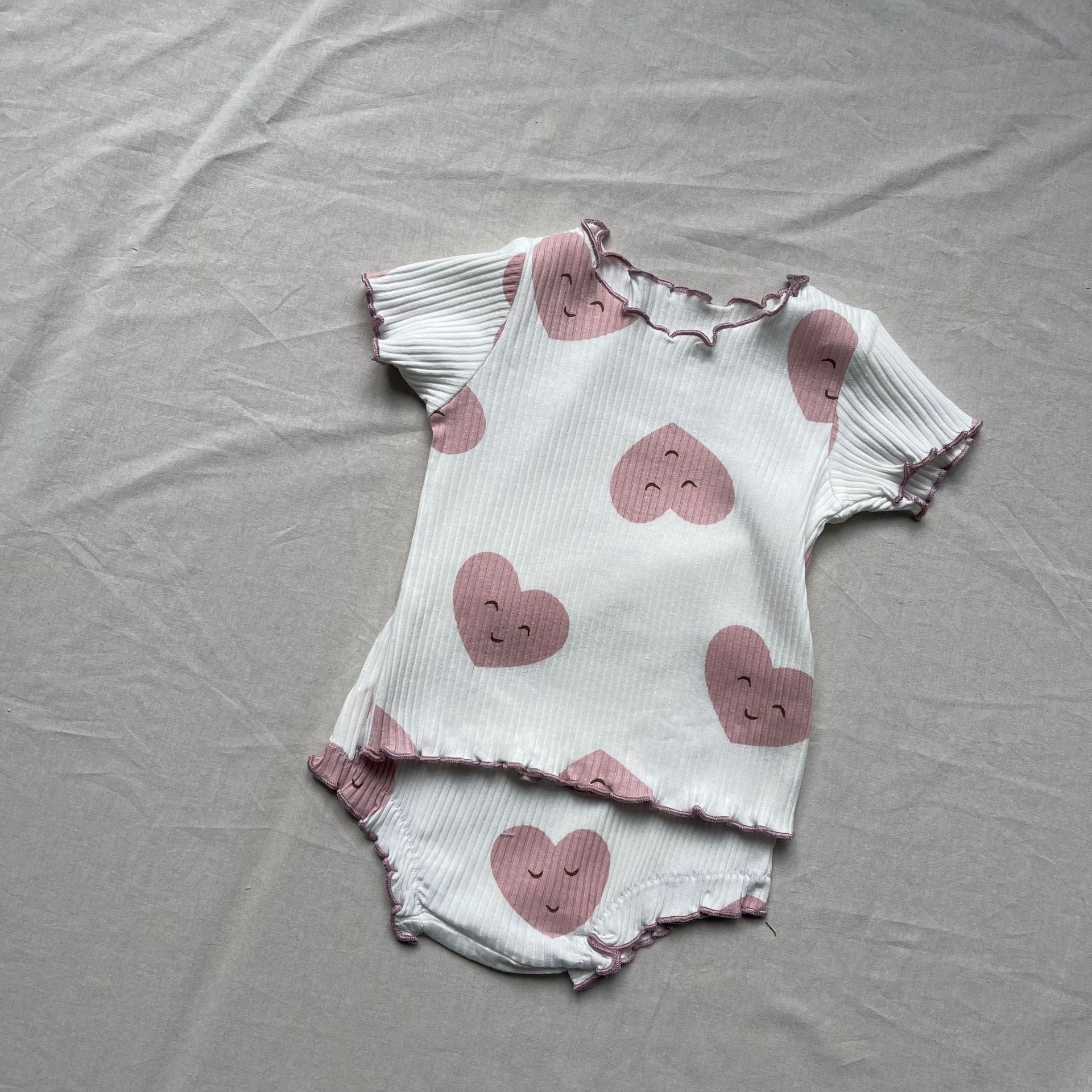 半袖セットアップ Love / 73cm ベビーセットアップ 2点セット 半袖Tシャツ+ハイウェストブルマパンツ【mh0009172】