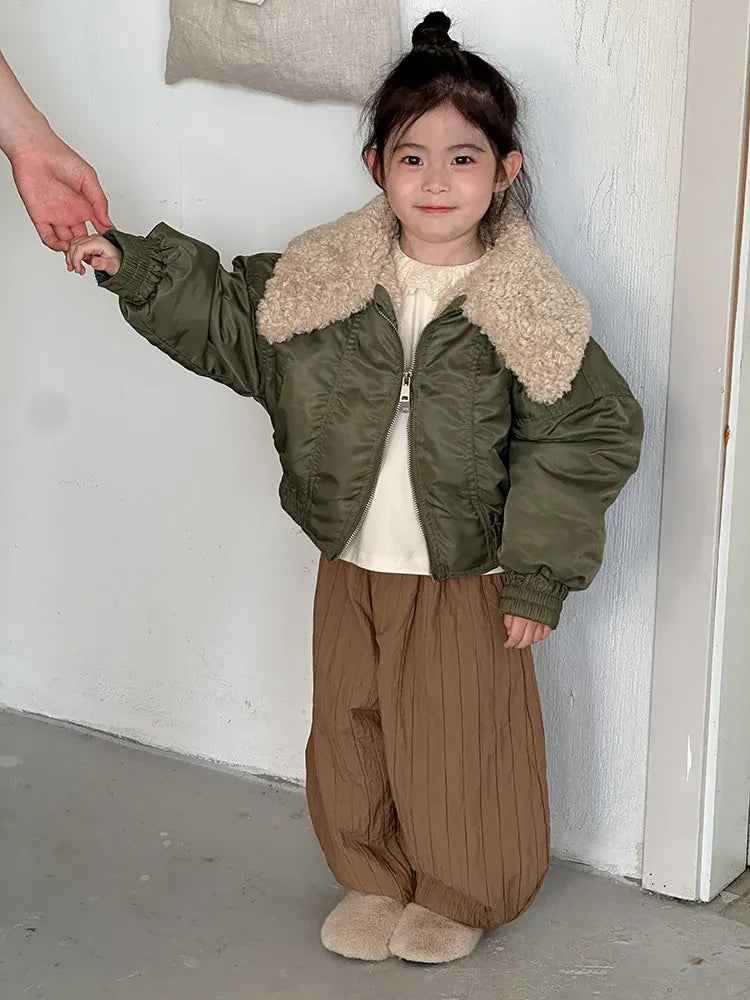 ショートコート・ジャケット・ジャンパー キッズアウター ボアフリースビッグ襟MA-1スタイルブルゾンフライトジャケット【mh0007994】