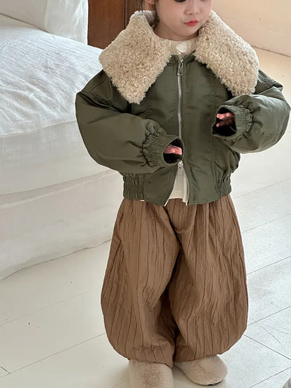 ショートコート・ジャケット・ジャンパー キッズアウター ボアフリースビッグ襟MA-1スタイルブルゾンフライトジャケット【mh0007994】