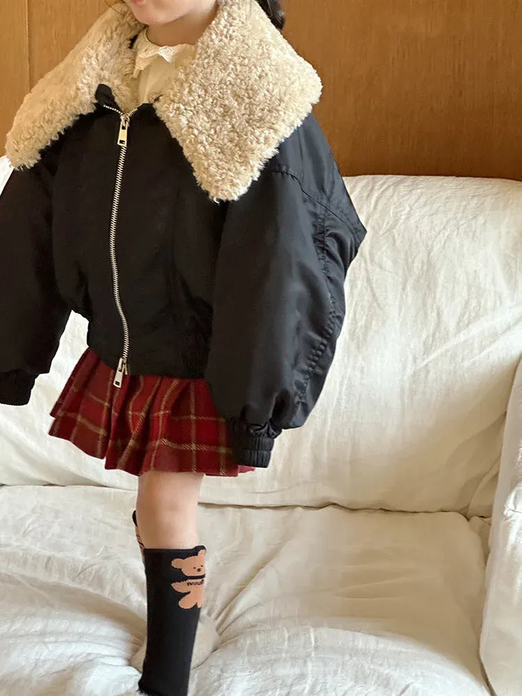 ショートコート・ジャケット・ジャンパー キッズアウター ボアフリースビッグ襟MA-1スタイルブルゾンフライトジャケット【mh0007994】