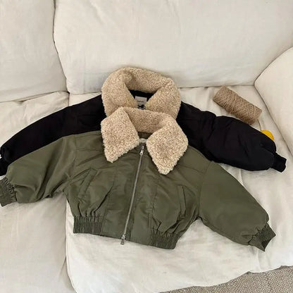 ショートコート・ジャケット・ジャンパー キッズアウター ボアフリースビッグ襟MA-1スタイルブルゾンフライトジャケット【mh0007994】