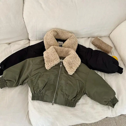 ショートコート・ジャケット・ジャンパー キッズアウター ボアフリースビッグ襟MA-1スタイルブルゾンフライトジャケット【mh0007994】