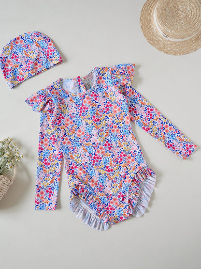 ベビー用水着 manor style / 140 ジュニアガールズ水着 長袖ワンピーススイムウェア ラッシュガード【mh0009333】