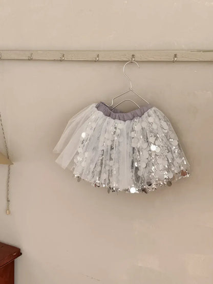 スカート キッズスカート スパンコールチュチュチュールパーティドレススカート【mh-0008635】