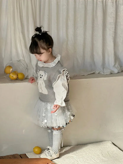 スカート キッズスカート スパンコールチュチュチュールパーティドレススカート【mh-0008635】