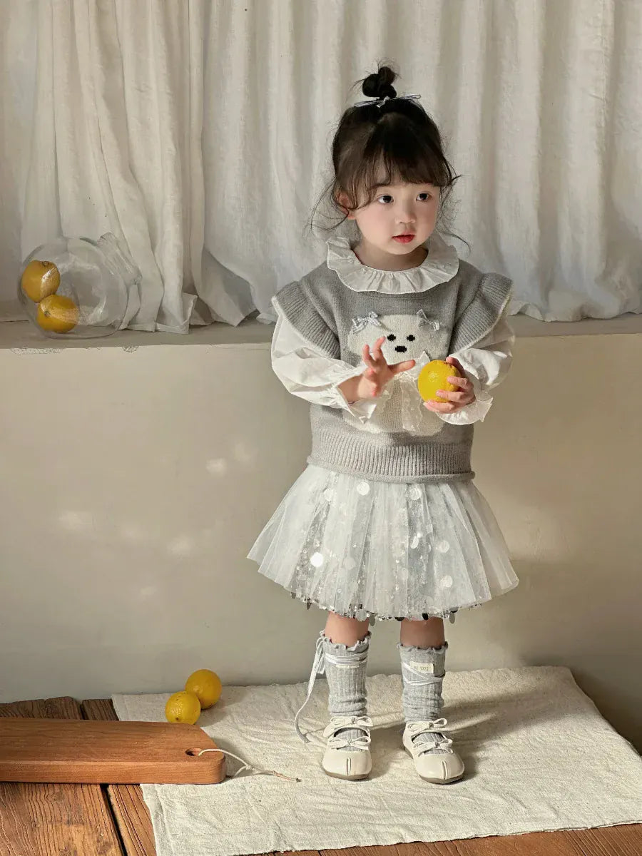 スカート キッズスカート スパンコールチュチュチュールパーティドレススカート【mh-0008635】