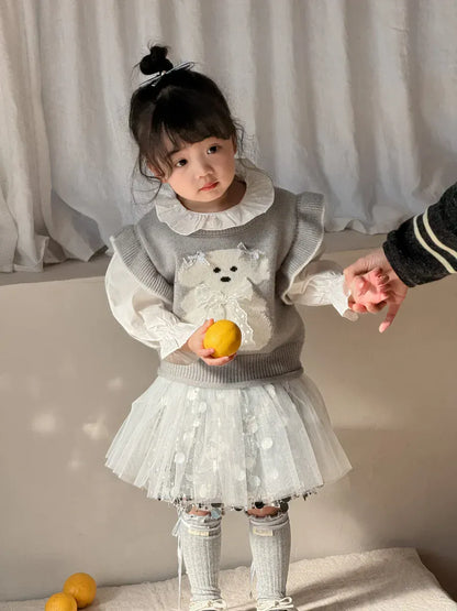 スカート キッズスカート スパンコールチュチュチュールパーティドレススカート【mh-0008635】