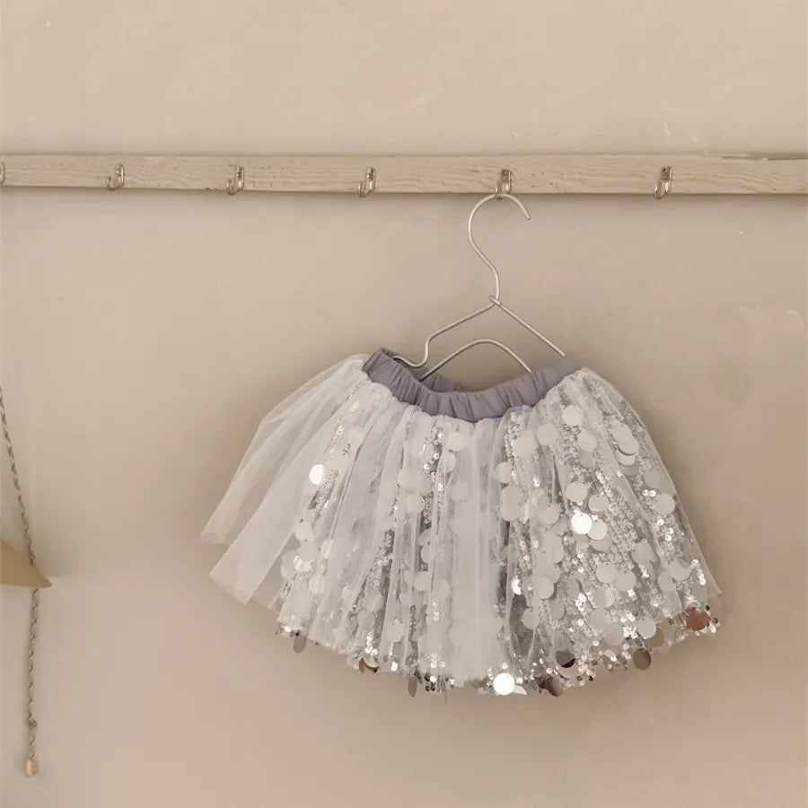 スカート キッズスカート スパンコールチュチュチュールパーティドレススカート【mh-0008635】