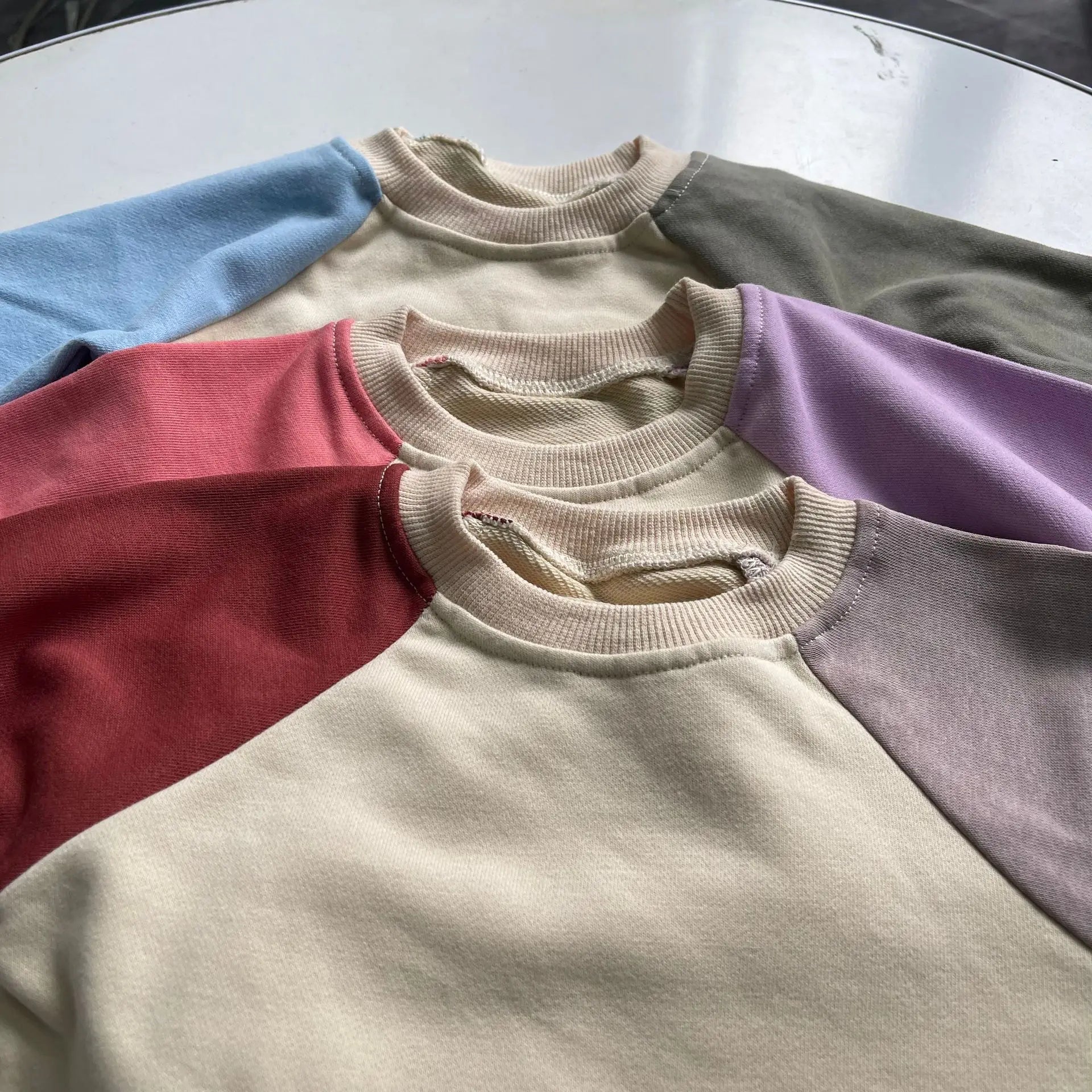 長袖ロンパース ベビーロンパース ラグランパッチワーク長袖ボディスーツ【mh-0008718】