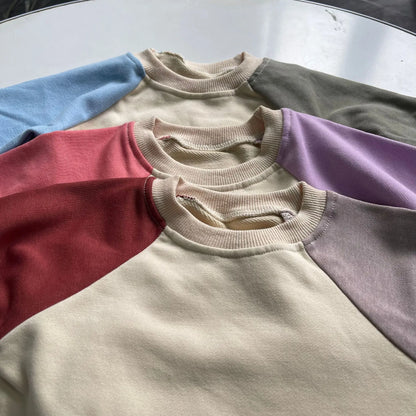 長袖ロンパース ベビーロンパース ラグランパッチワーク長袖ボディスーツ【mh-0008718】