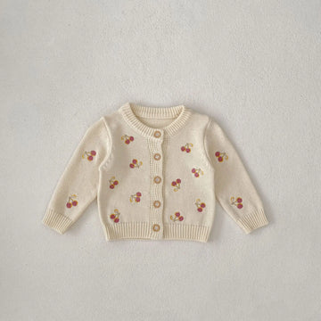 カーディガン・パーカー ベビーカーディガン チェリーさくらんぼ刺繍ニットジャケット【mh-0008746】