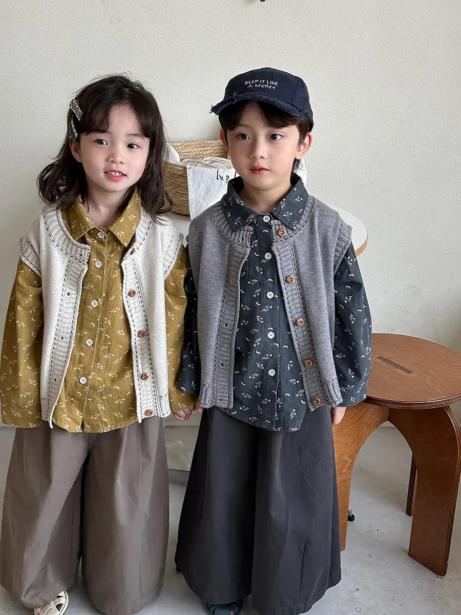 長袖シャツ・ブラウス キッズトップス フラワー小花柄プリント長袖シャツブラウス【mh-0008893】