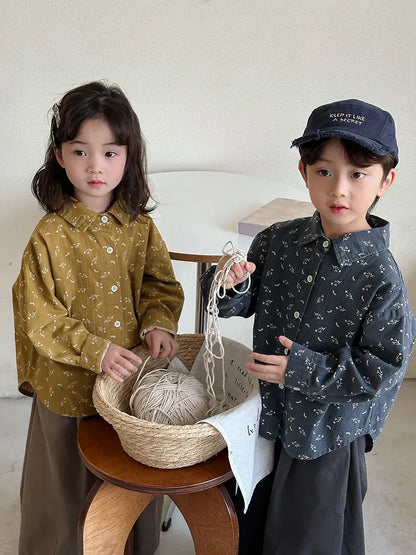 長袖シャツ・ブラウス キッズトップス フラワー小花柄プリント長袖シャツブラウス【mh-0008893】