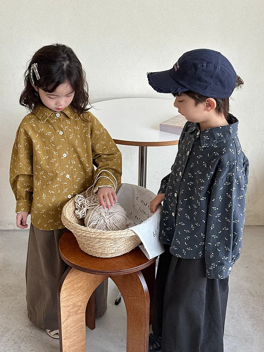 長袖シャツ・ブラウス キッズトップス フラワー小花柄プリント長袖シャツブラウス【mh-0008893】