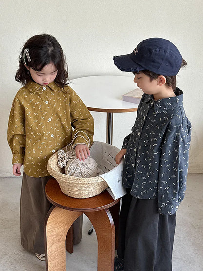 長袖シャツ・ブラウス キッズトップス フラワー小花柄プリント長袖シャツブラウス【mh-0008893】