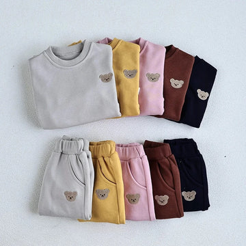 長袖セットアップ ベビー セットアップ くま ベア 刺繍 トレーナー スウェット パンツ【mh0000341】