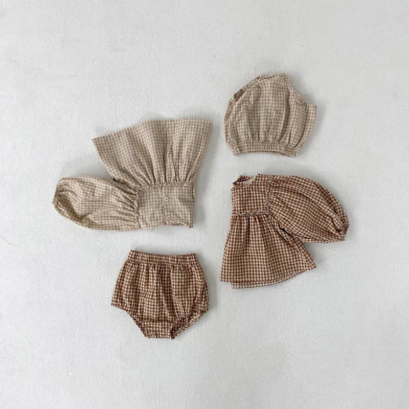 長袖セットアップ ベビー チェック セットアップ ブラウス ブルマ【mh0000472】
