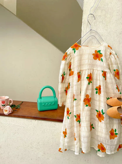 長袖ワンピース キッズ フラワー 長袖ワンピース【mh0000570】