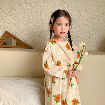 長袖ワンピース キッズ フラワー 長袖ワンピース【mh0000570】